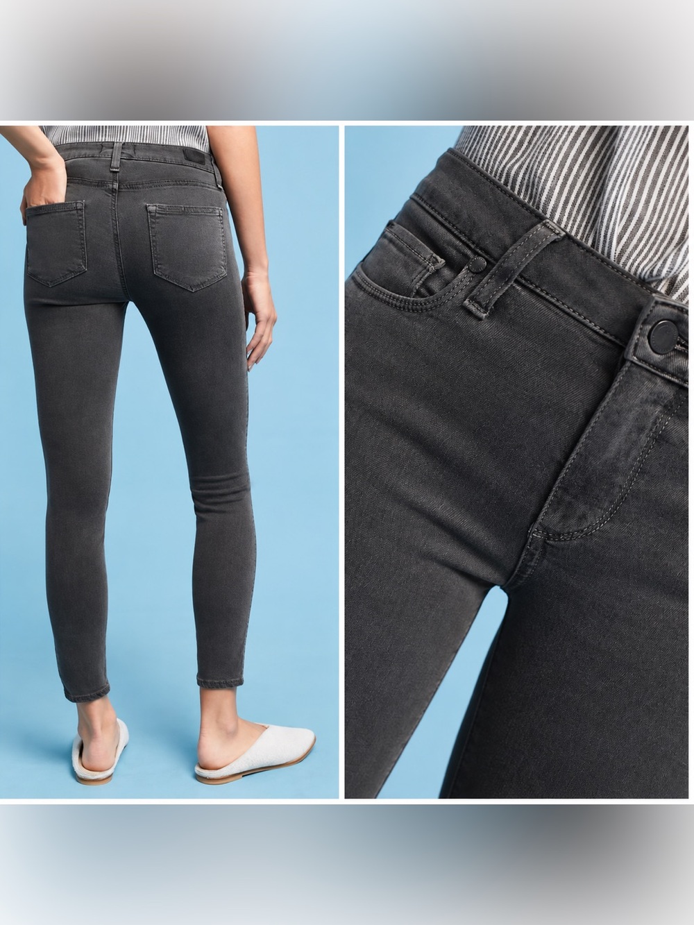 NWT Paige Anthropologie Skinny Ankle Jeans Size 26 Gray Wash Made in USA
